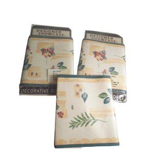 Designer Haywin textile floral Wall Border 5 yards 7" wide cream green set of 3